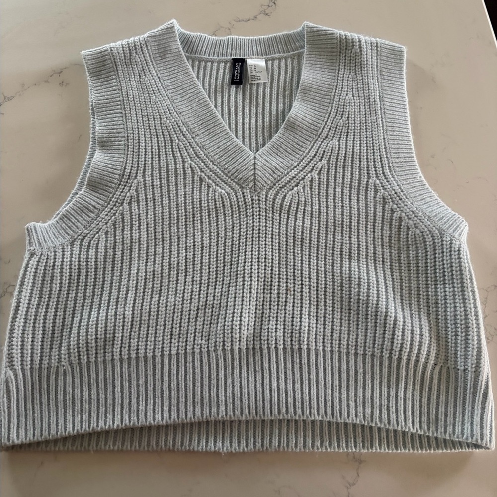 Divided Blue Ribbed Knit Sweater Vest Tank Top - Women’s Medium